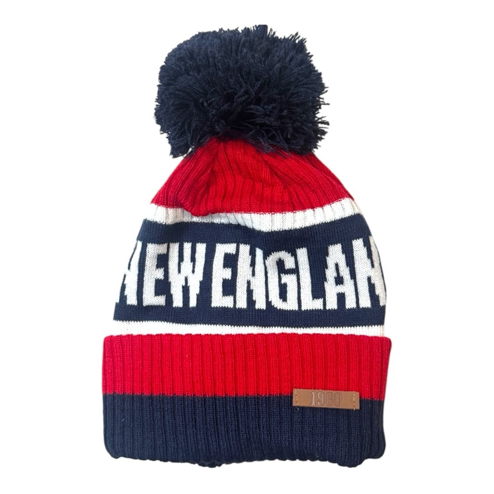 New England Patriots Knit Pom Beanie Hat NFL Team Colors Winter Cuffed